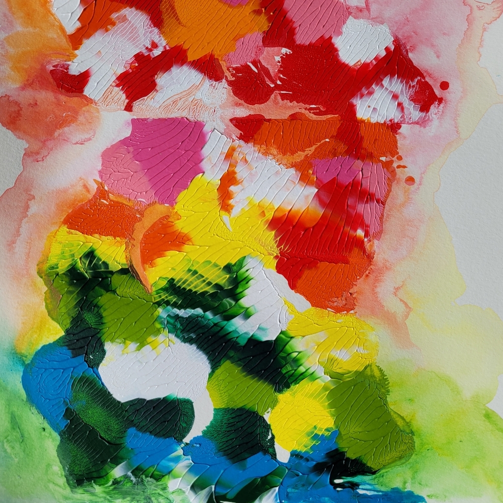 Original Abstract Acrylic Painting on Fine Art Paper, 11x14 - Picture 4 of 8